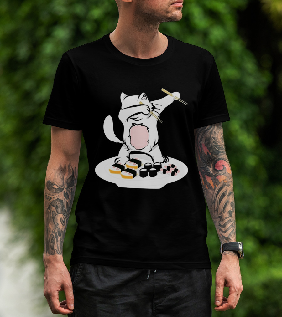 Catsushi Cute Cat Eating Sushi With Chopsticks T-Shirt
