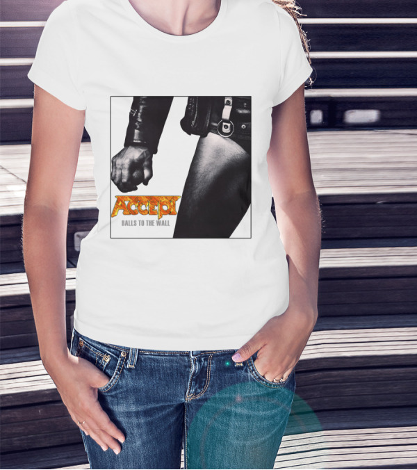 Accept Balls To The Wall Album Cover Leather Jacket And Studded Belt T-Shirt