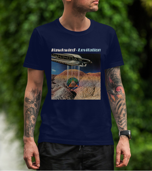 Hawkwind Levitation Spaceship Over Mountain Landscape T-Shirt