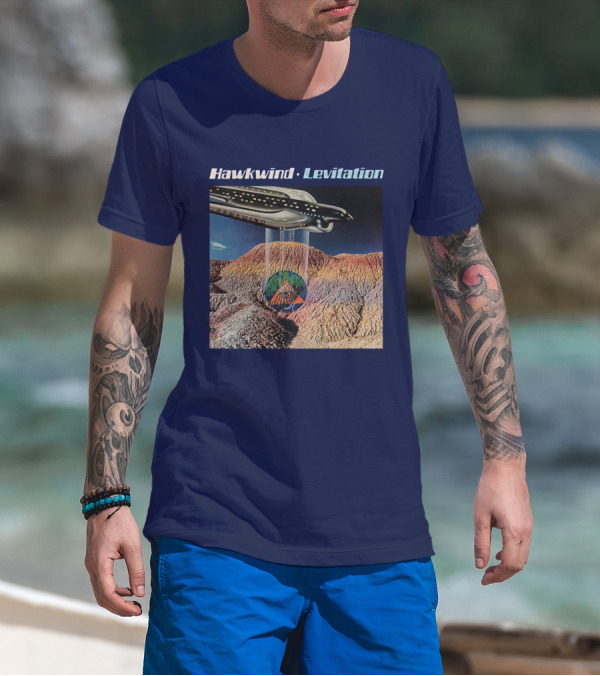Hawkwind Levitation Spaceship Over Mountain Landscape T-Shirt