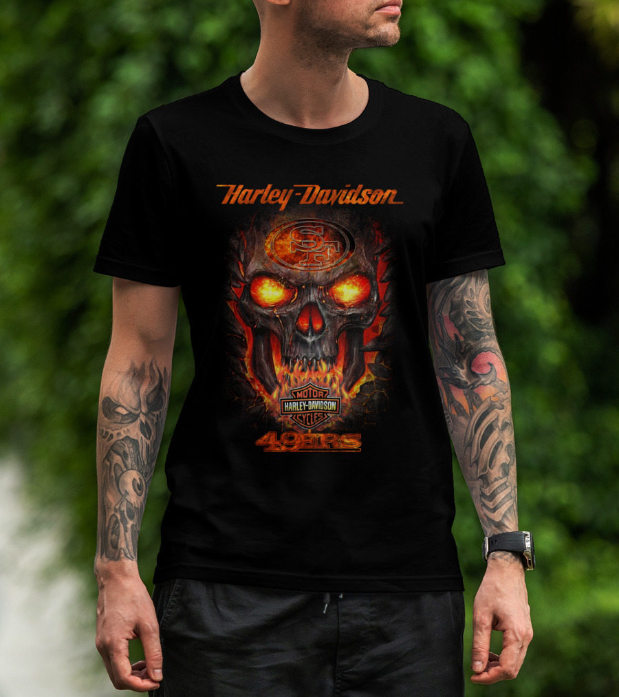 Harley Davidson San Francisco 49ers Skull Fire T-Shirt