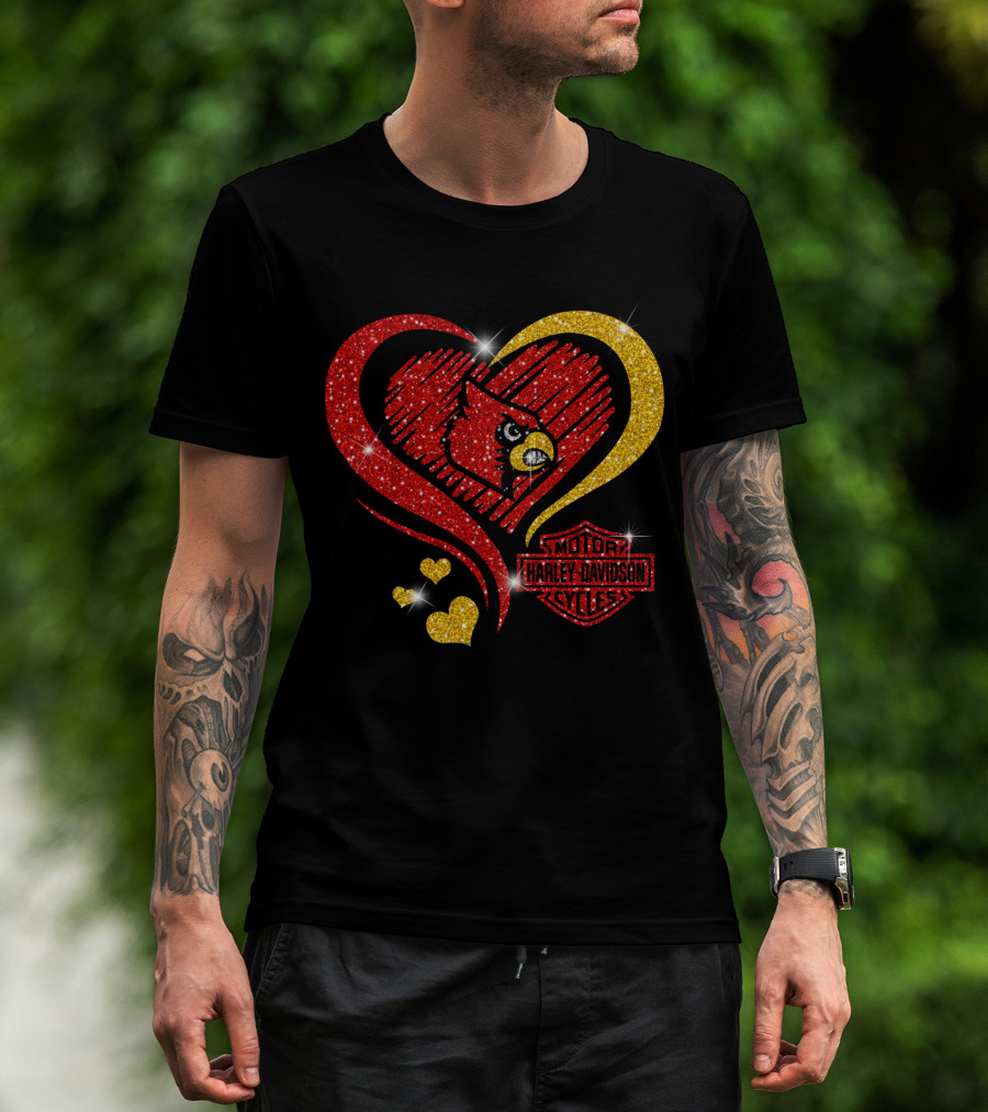Harley Davidson Heart Louisville Cardinals T-Shirt