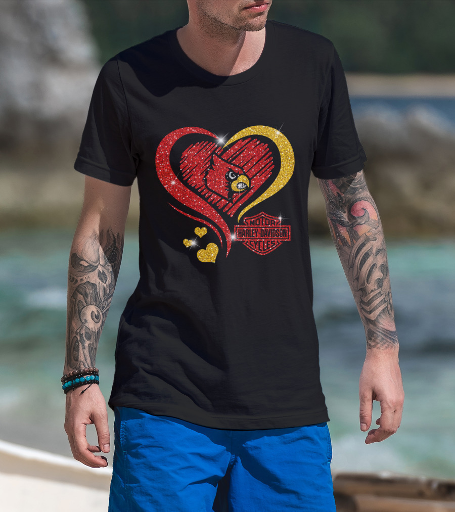 Harley Davidson Heart Louisville Cardinals T-Shirt