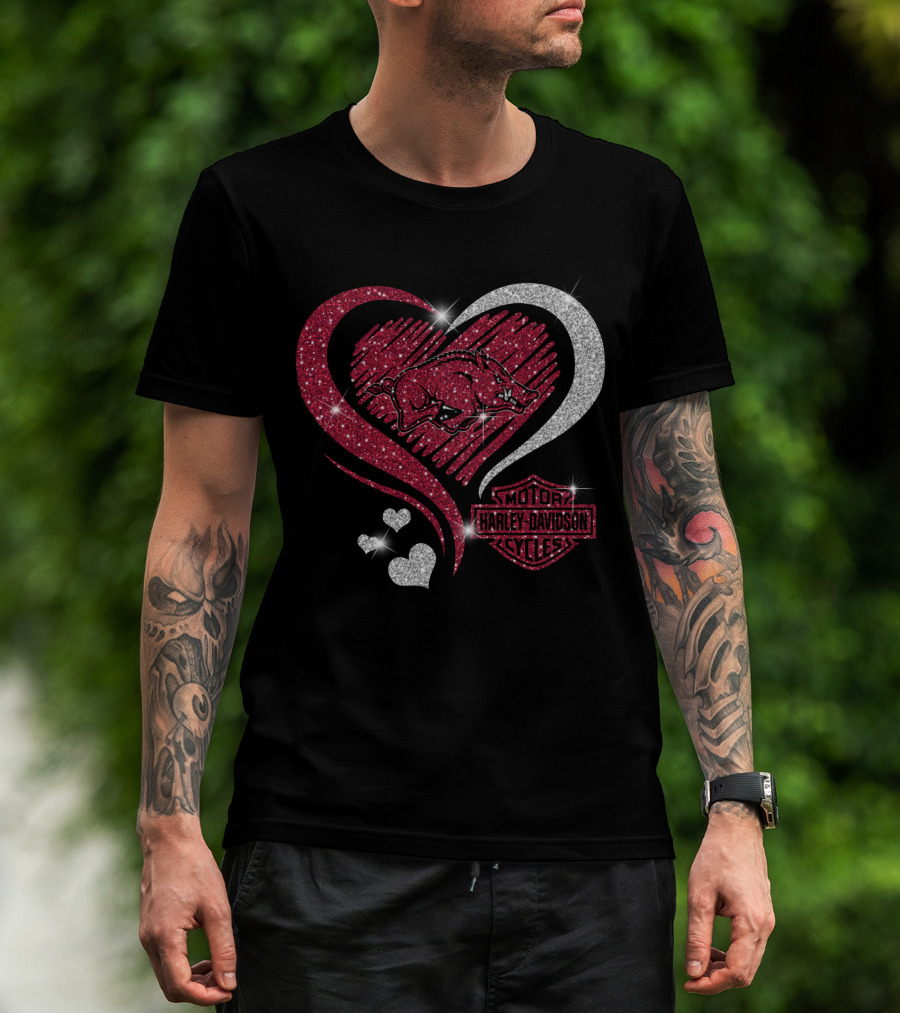 Harley Davidson Ncaa Arkansas Razorbacks Heart T-Shirt