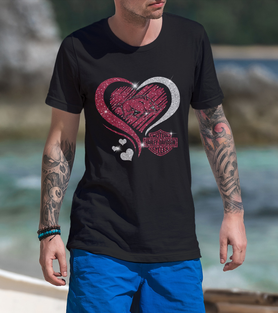 Harley Davidson Ncaa Arkansas Razorbacks Heart T-Shirt