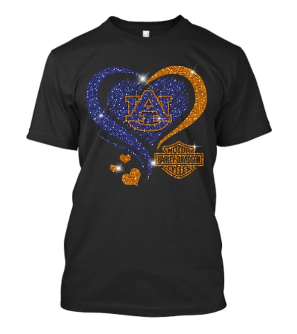 Auburn Tigers Heart With Harley Davidson T-Shirt
