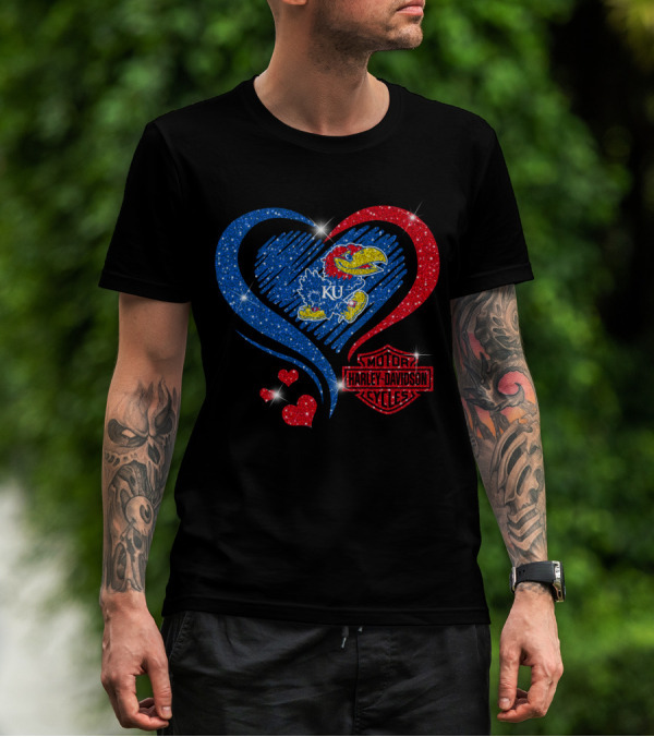 Ku Heart Harley Davidson Kansas Jayhawks T-Shirt