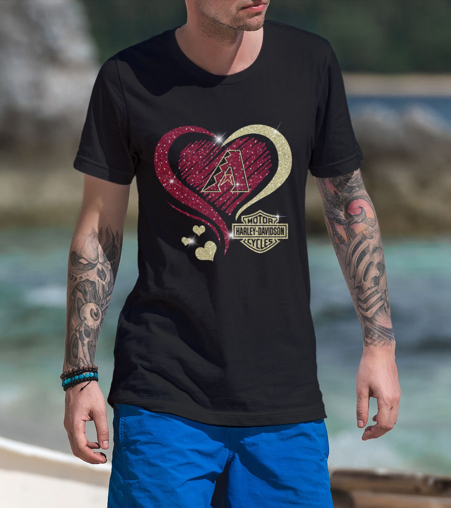 Arizona Diamondbacks Heart Harley Davidson Cycles T-Shirt
