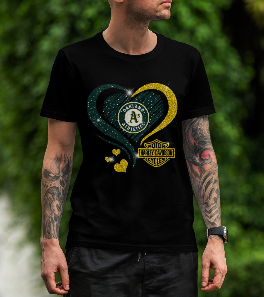 Oakland Athletics Heart Harley Davidson T-Shirt