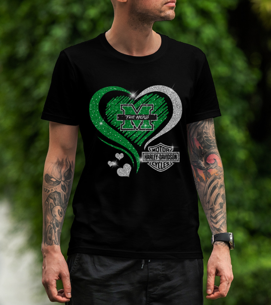 M The Herd Motor Harley Davidson Cycles Heart 0306Hd Marshall Thundering Herd T-Shirt