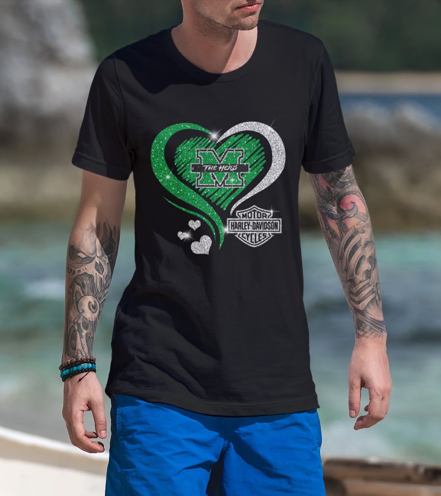 M The Herd Motor Harley Davidson Cycles Heart 0306Hd Marshall Thundering Herd T-Shirt