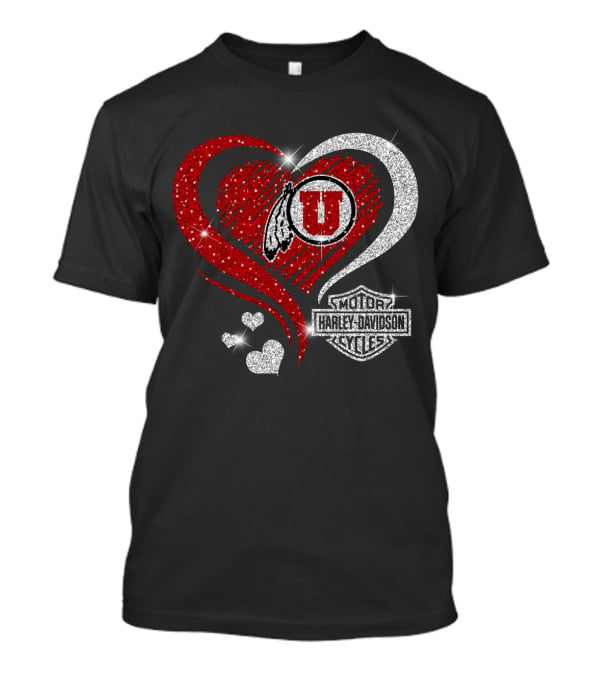 Utah Utes Harley Davidson Heart T-Shirt