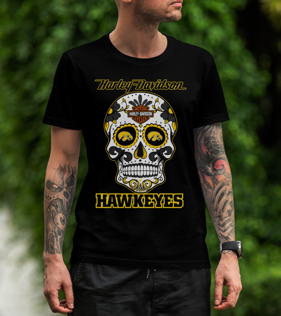 Harley Davidson Hawkeyes Sugar Skull T-Shirt