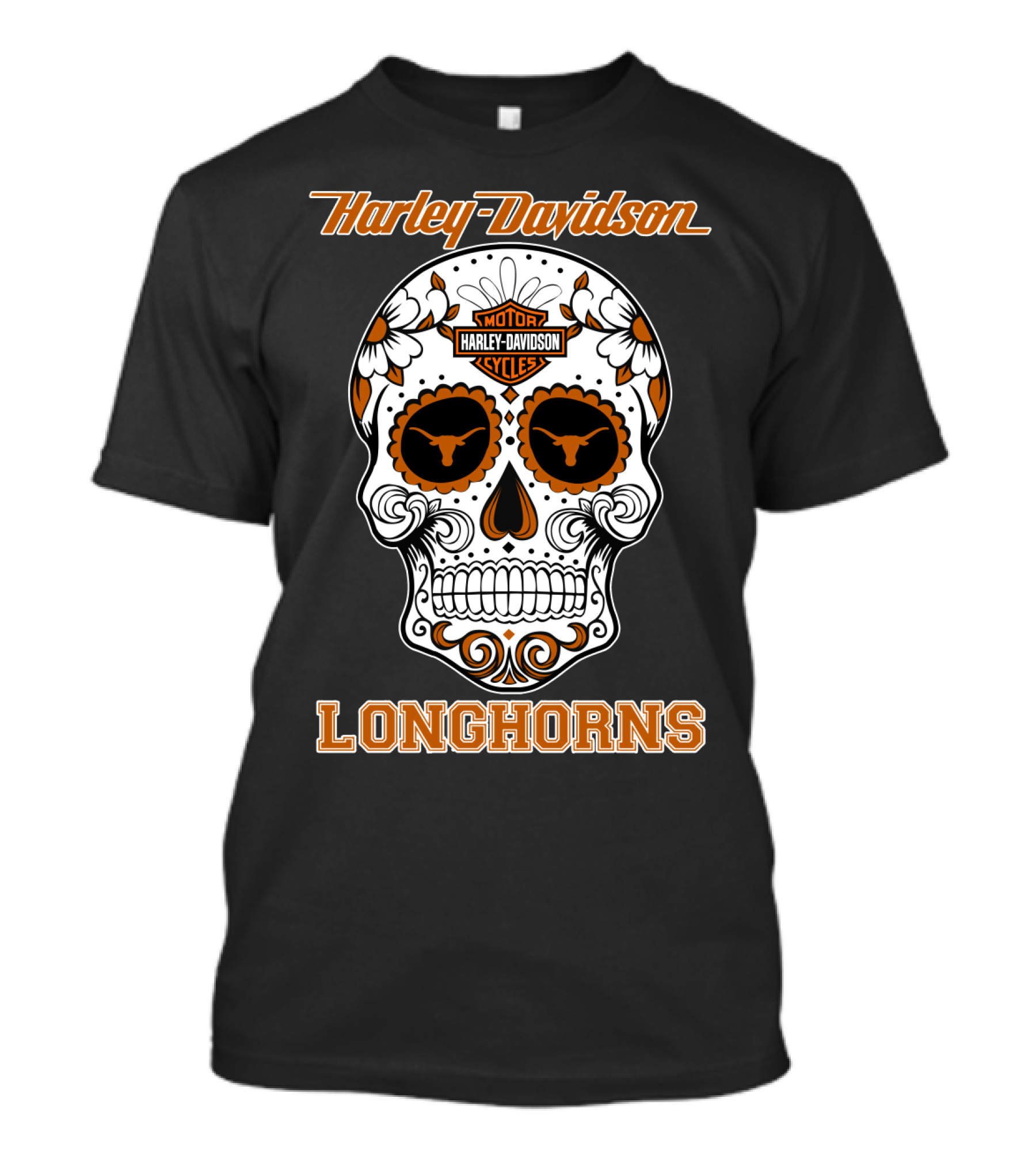 Harley Davidson Texas Longhorns Skull T-Shirt