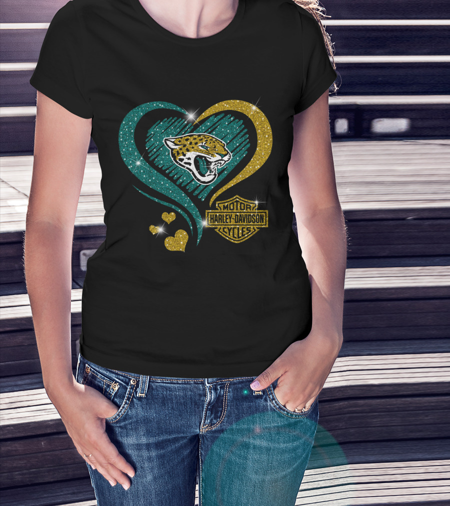 Harley Davidson Motorcycles Jacksonville Jaguars Heart T-Shirt