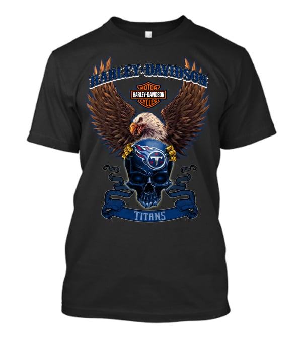 Harley Davidson Motor Cycles Tennessee Titans Eagle Skull T-Shirt