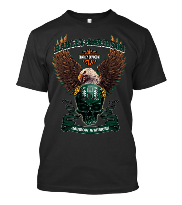 Harley Davidson Motor Cycles Eagle Hawaii Rainbow Warriors T-Shirt