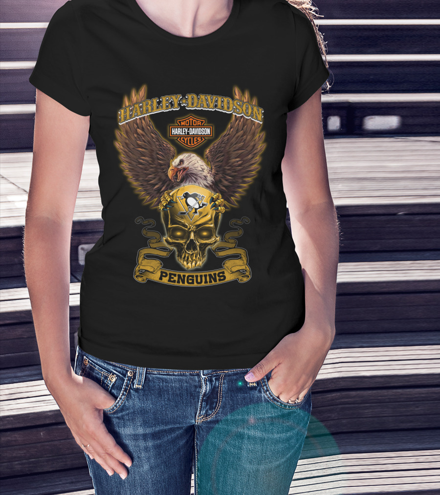 Harley Davidson Motor Cycles Penguins T-Shirt