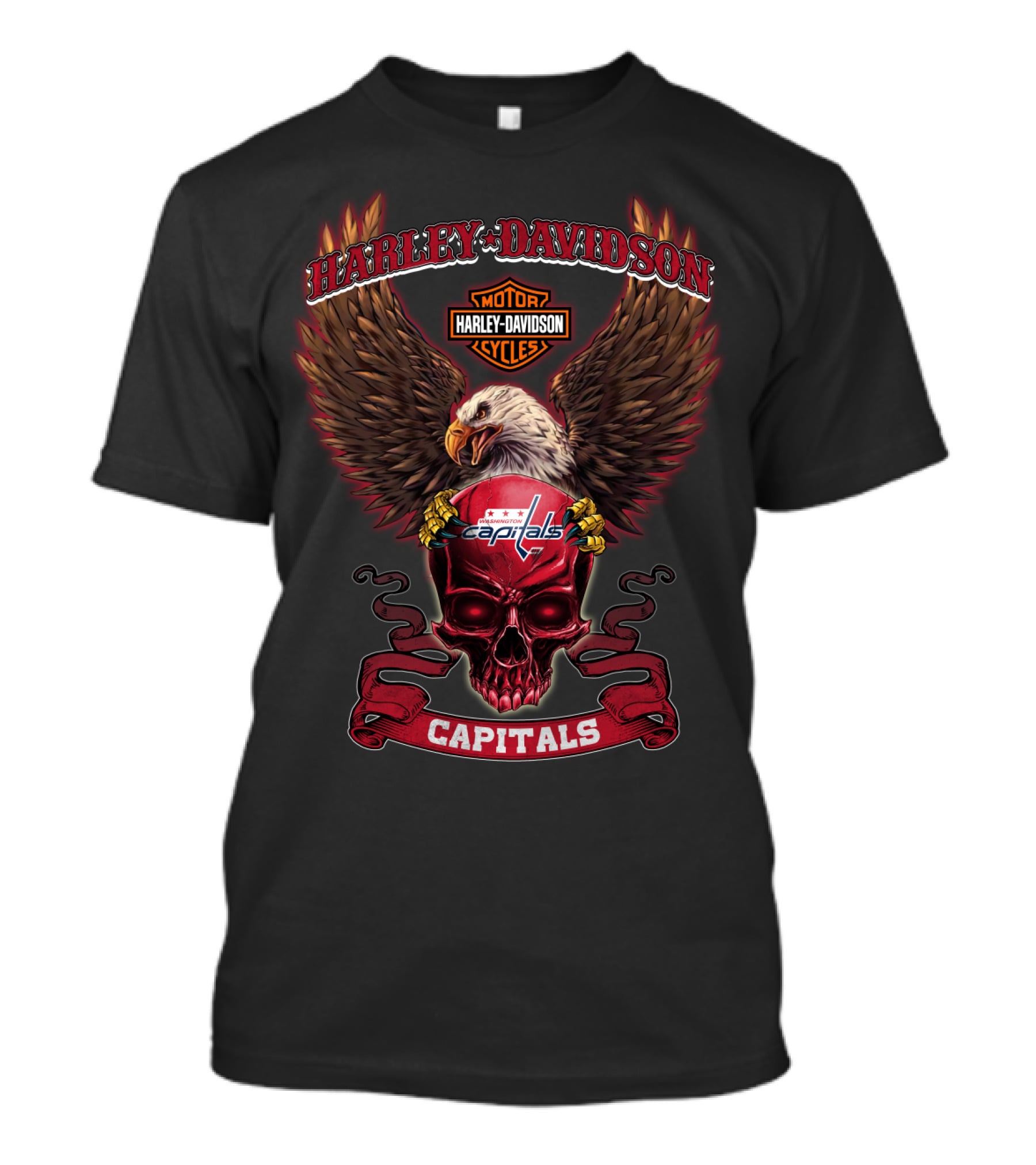 Harley Davidson Washington Capitals Eagle Skull T-Shirt