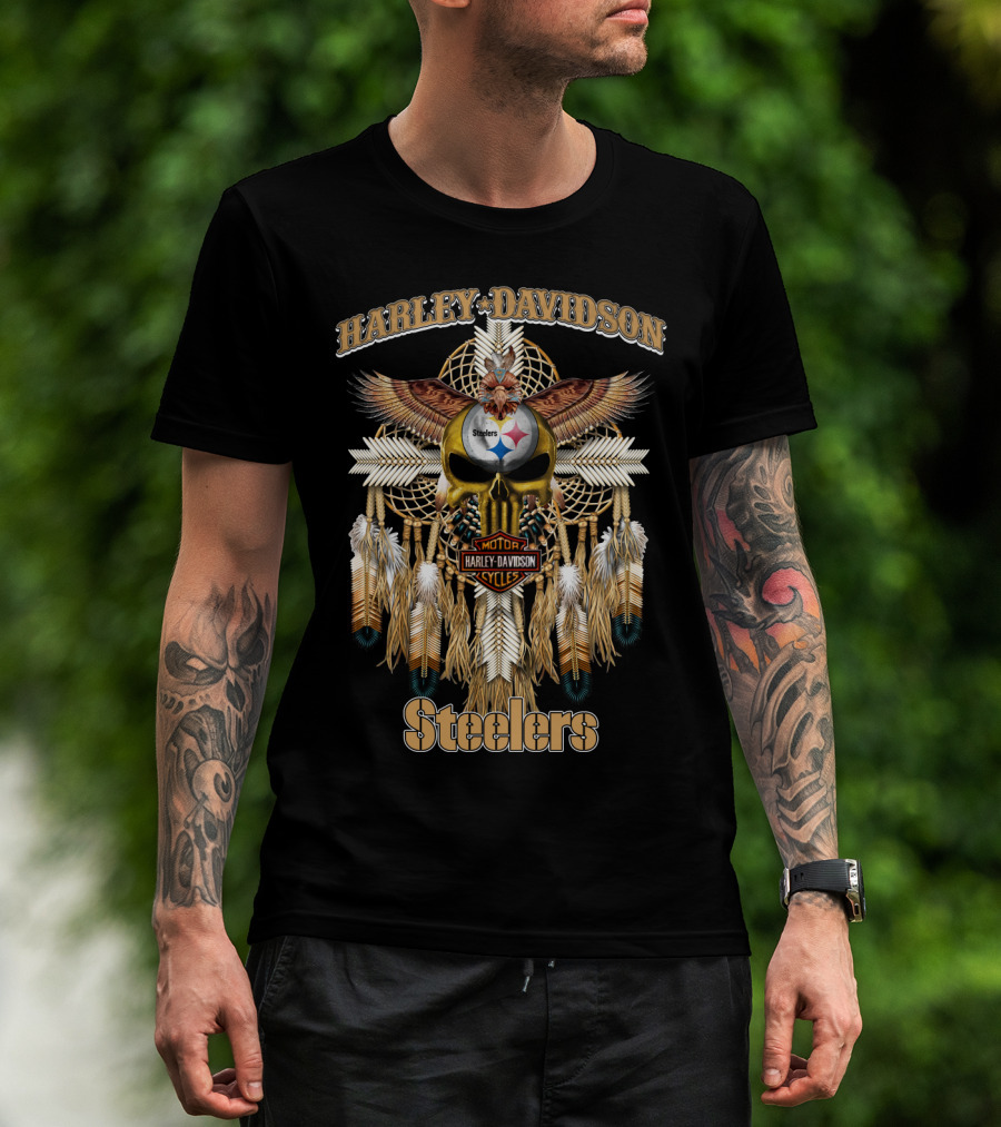 Harley Davidson Steelers Motorcycles Dreamcatcher T-Shirt