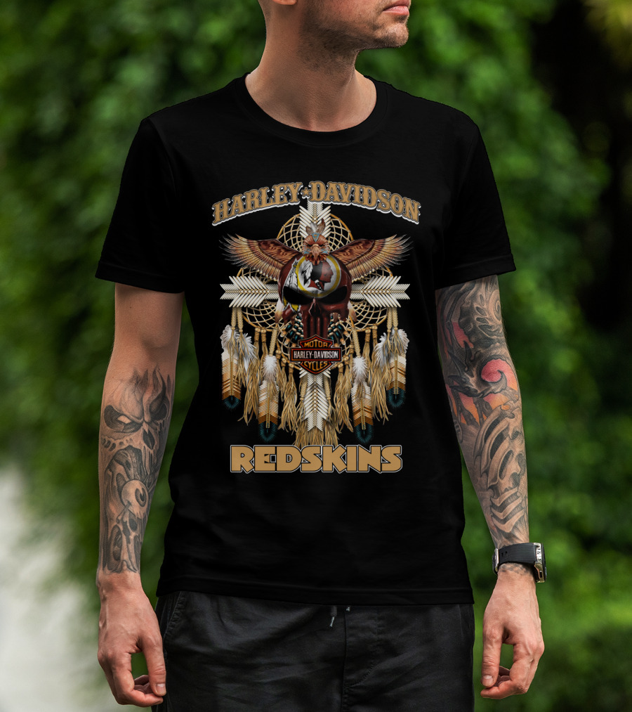 Harley Davidson Redskins Native Style Motif T-Shirt