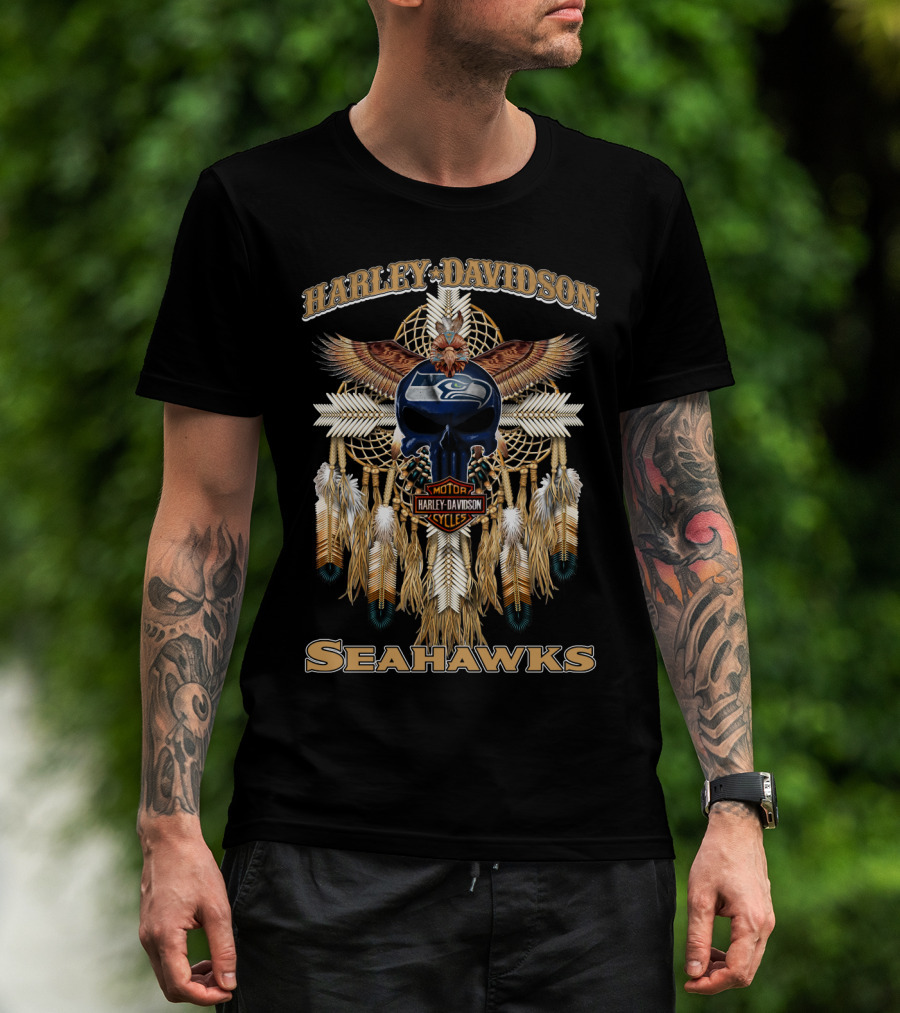 Harley Davidson Seahawks Motorcycles Dreamcatcher T-Shirt