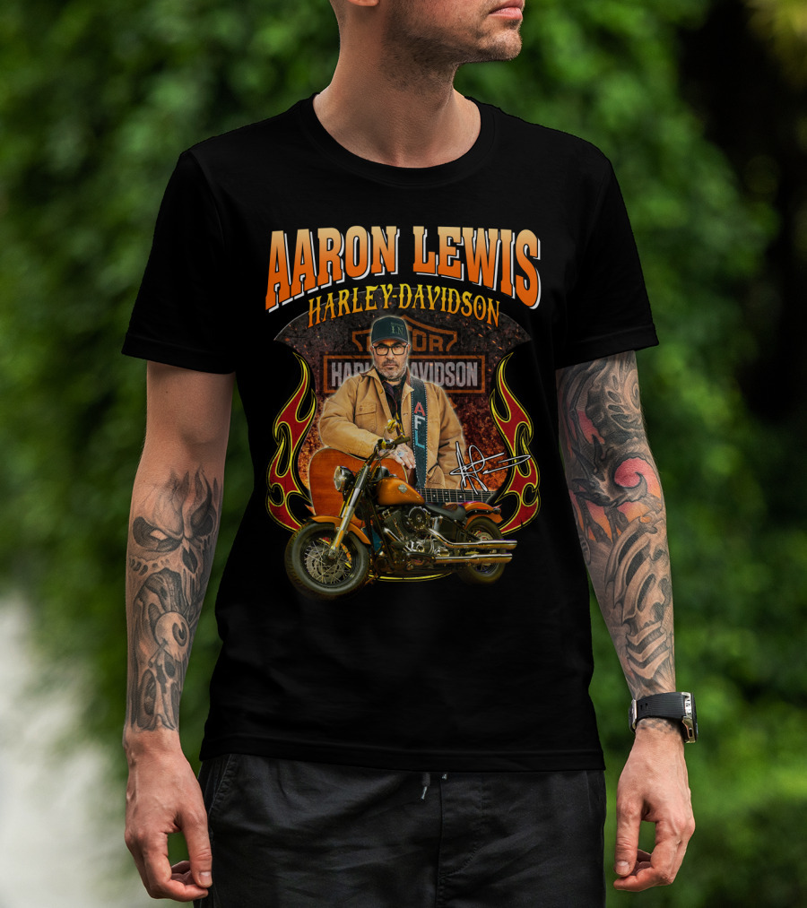Aaron Lewis Harley Davidson Motorcycle Flame T-Shirt
