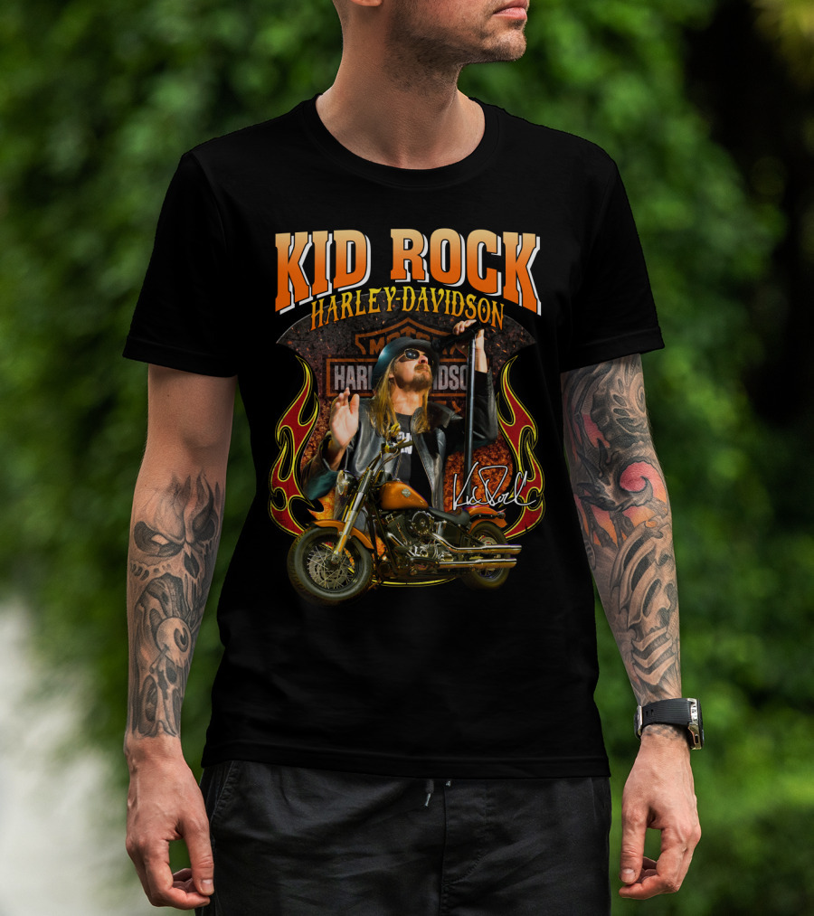 Kid Rock Harley Davidson Motorcycle Flames Promo T-Shirt