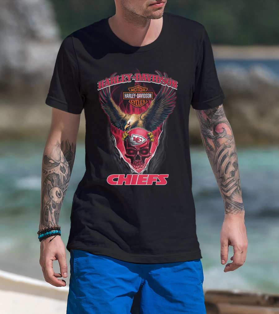 Harley Davidson Motorcycles Kansas City Chiefs Eagle T-Shirt