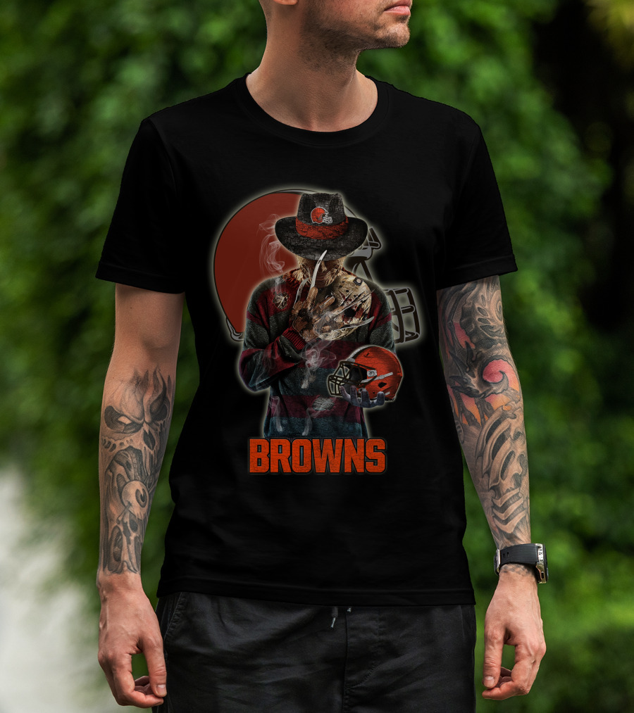 Browns Jason Voorhees Freddy Krueger Mashup Cleveland Helmet T-Shirt