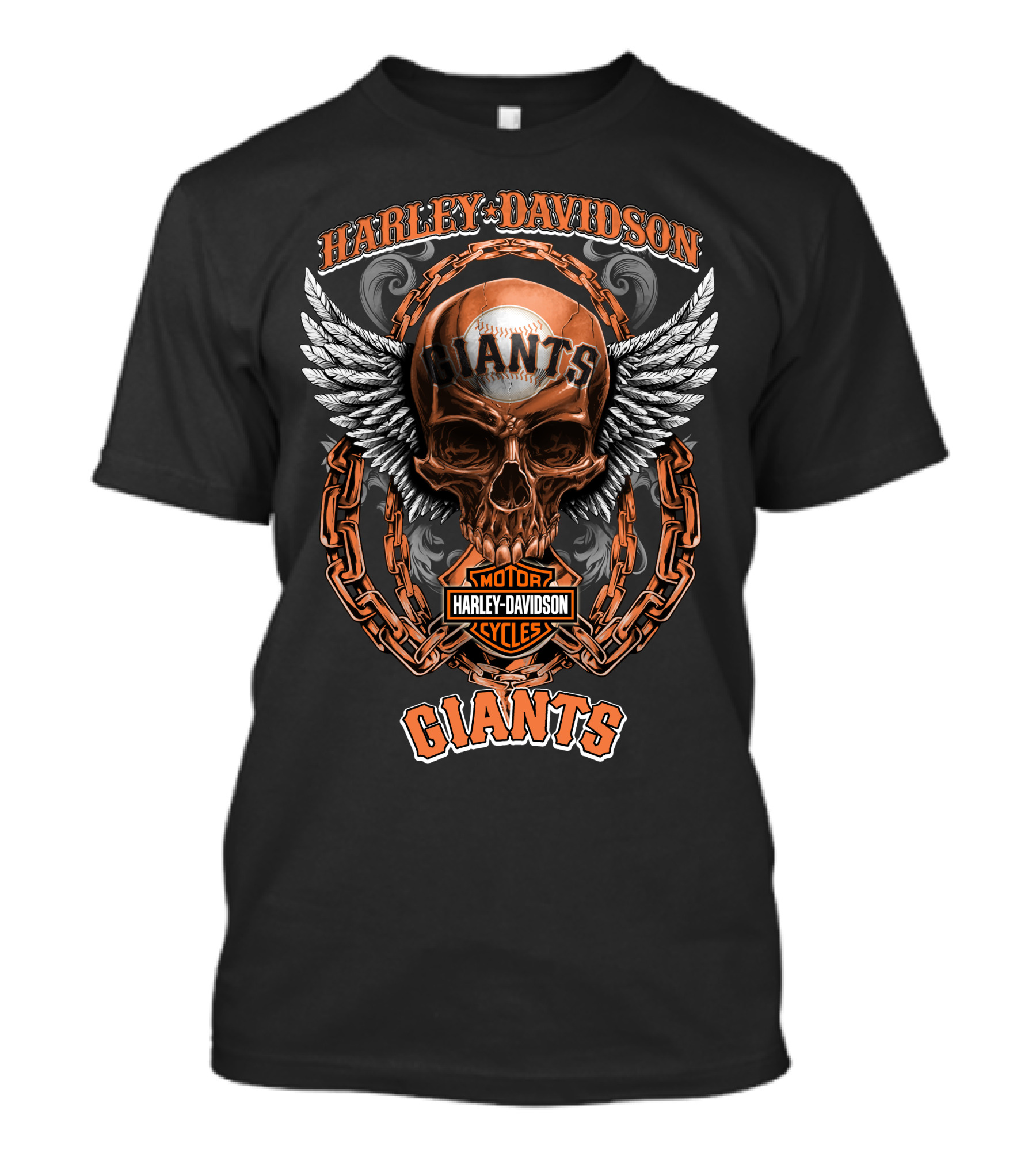Harley Davidson Motorcycles Giants Skull Chains Wings T-Shirt