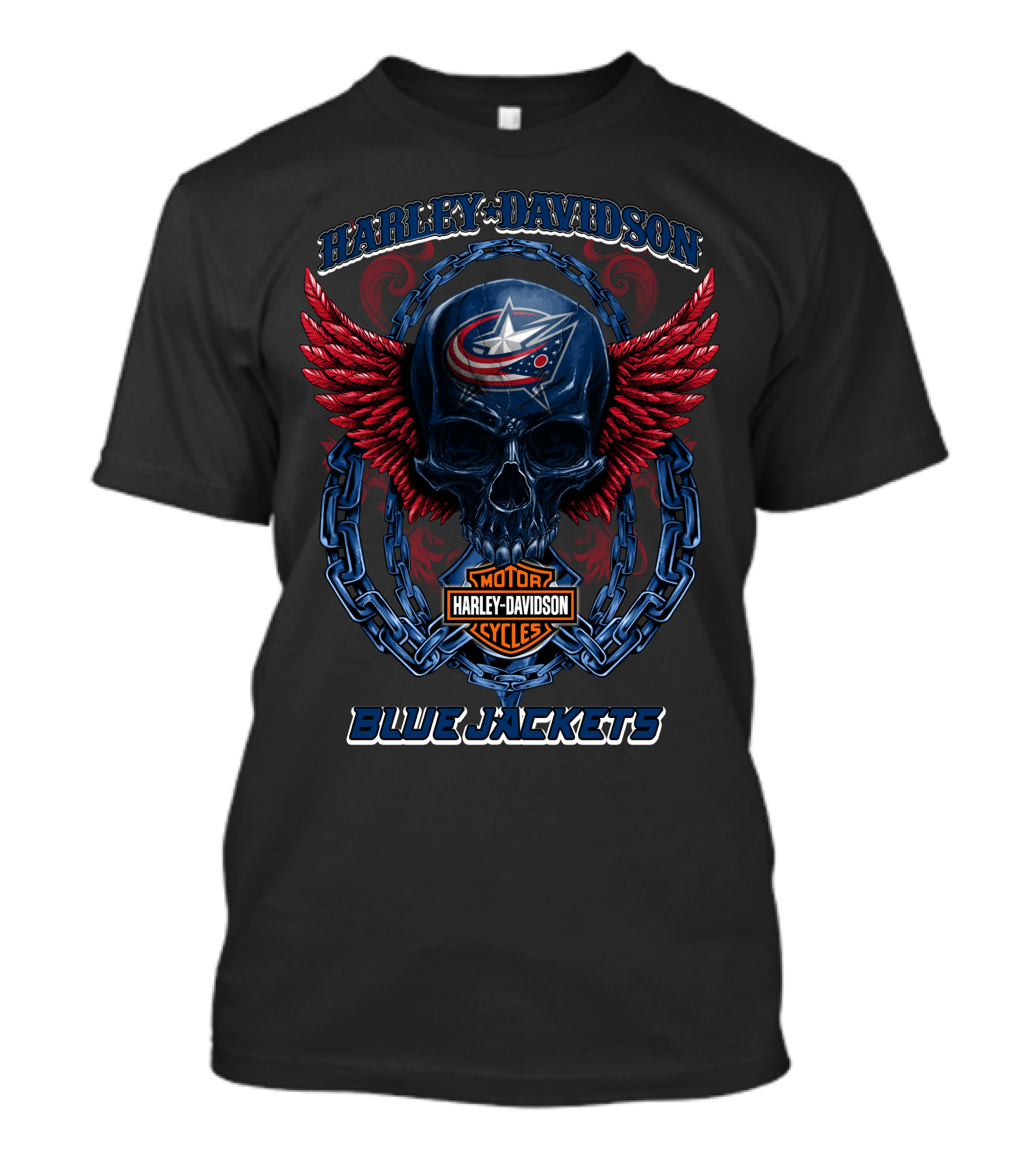 Harley Davidson Blue Jackets Columbus Nhl Motorcycles T-Shirt