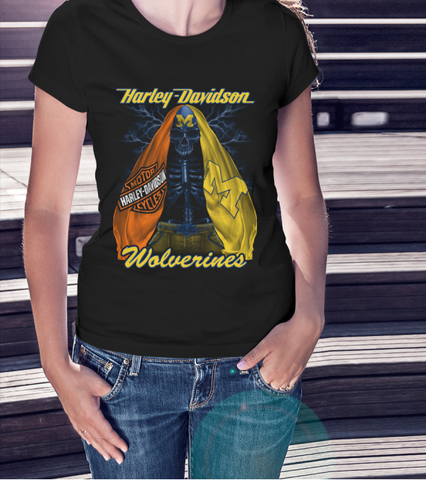 Harley Davidson Motorcycles Michigan Wolverines M2D23 T-Shirt