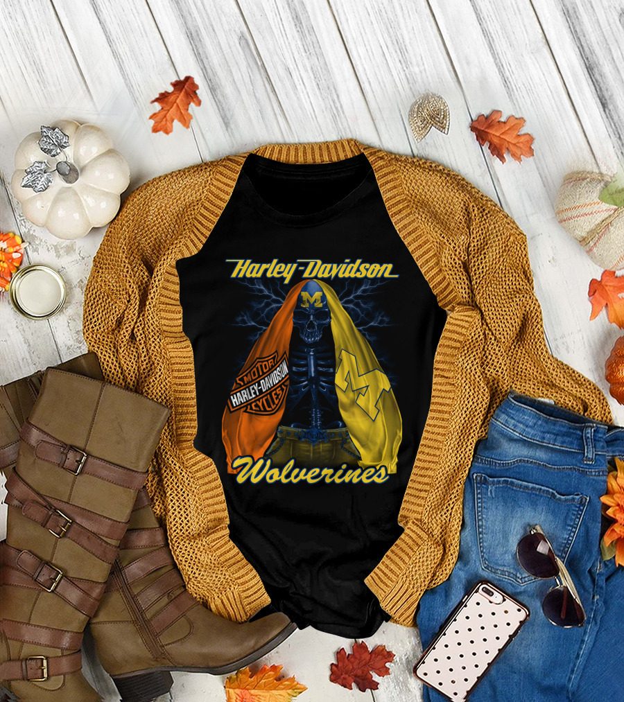 Harley Davidson Motorcycles Michigan Wolverines M2D23 T-Shirt