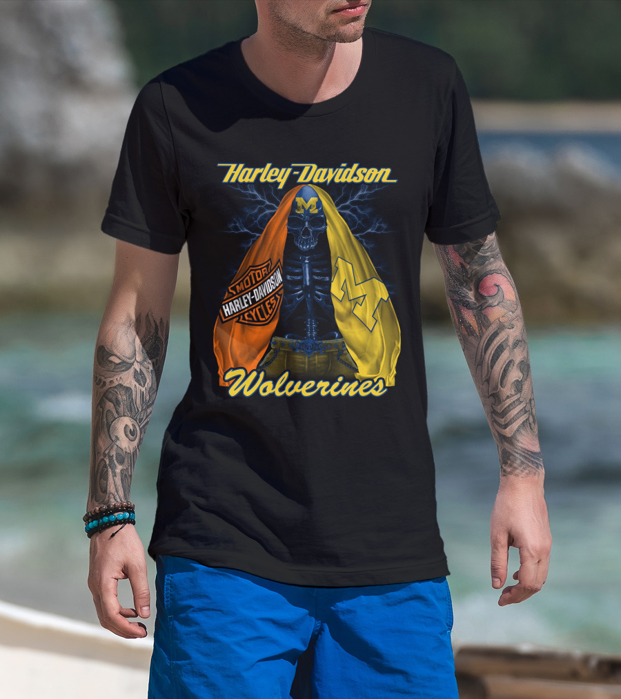 Harley Davidson Motorcycles Michigan Wolverines M2D23 T-Shirt