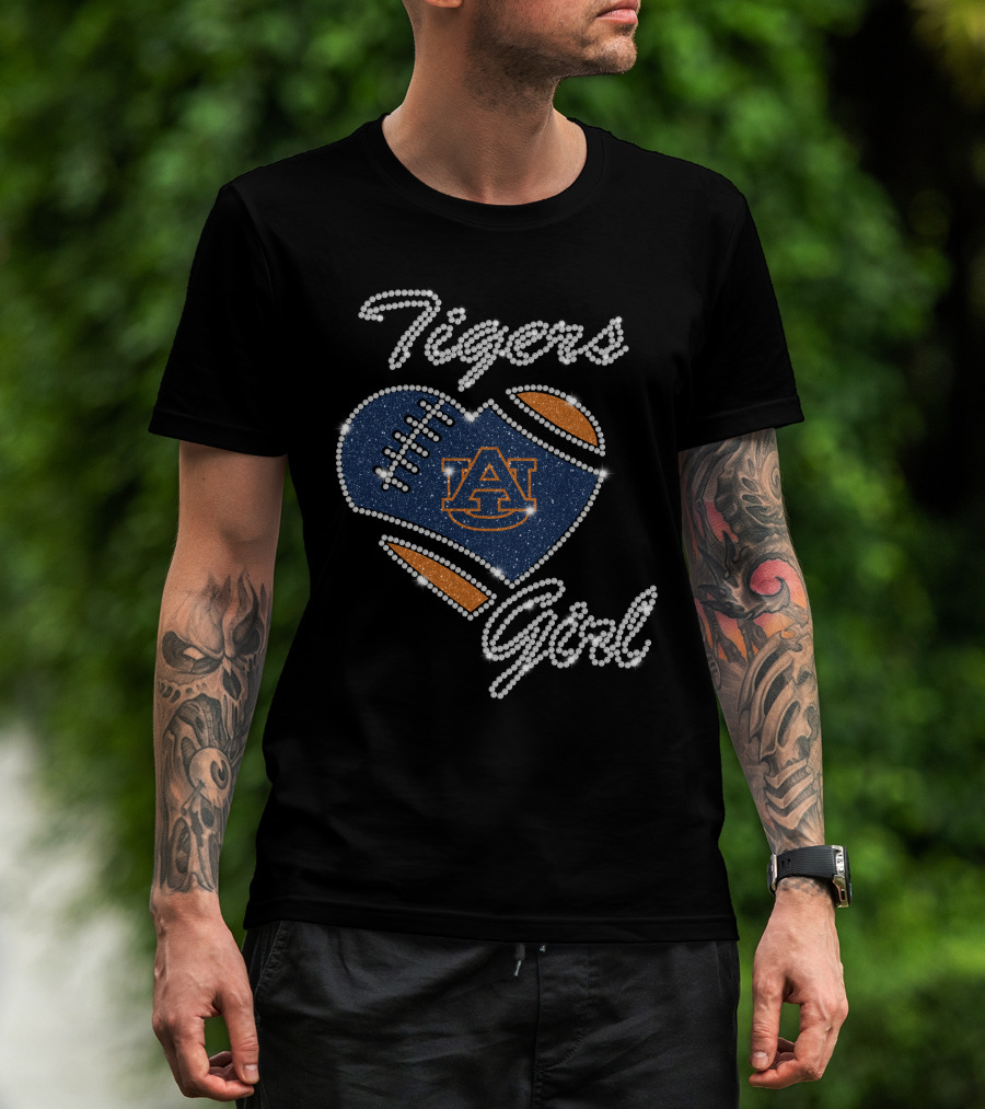 Auburn Tigers Girl Heart Football T-Shirt