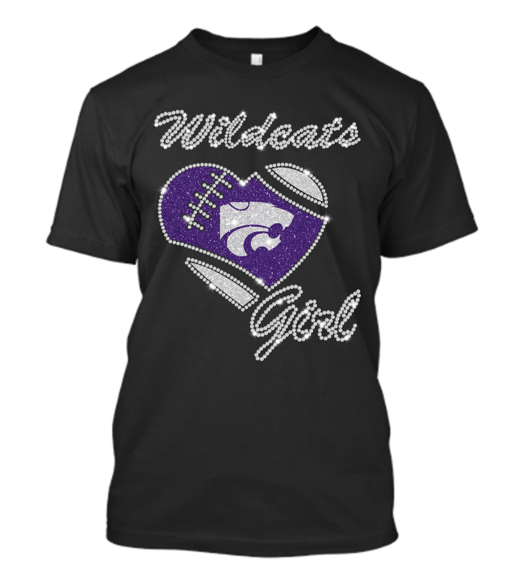 Wildcats Girl Kansas State Football Heart T-Shirt