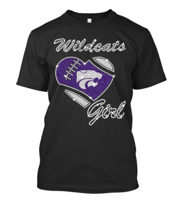 Wildcats Girl Kansas State Football Heart T-Shirt