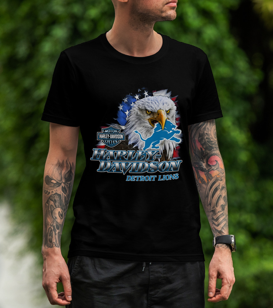 Harley Davidson Detroit Lions American Eagle T-Shirt