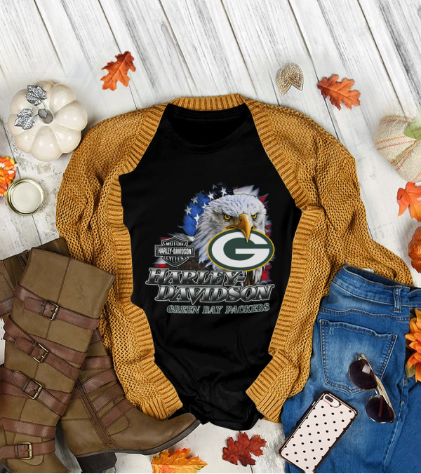 Harley Davidson Green Bay Packers Nfl Eagles T-Shirt