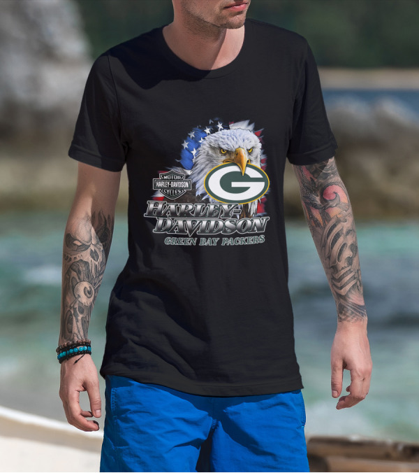 Harley Davidson Green Bay Packers Nfl Eagles T-Shirt