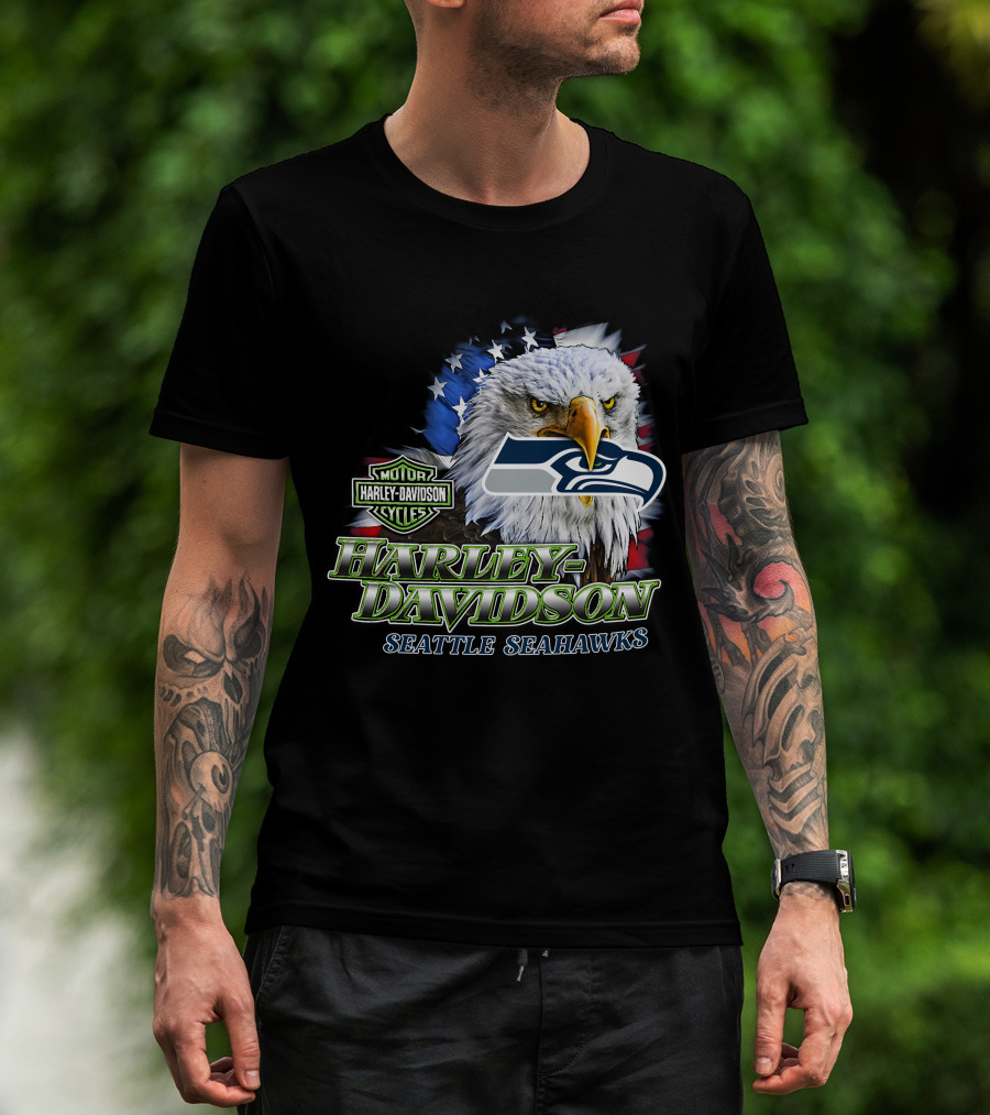 Harley Davidson Seattle Seahawks Nfl Eagles T-Shirt