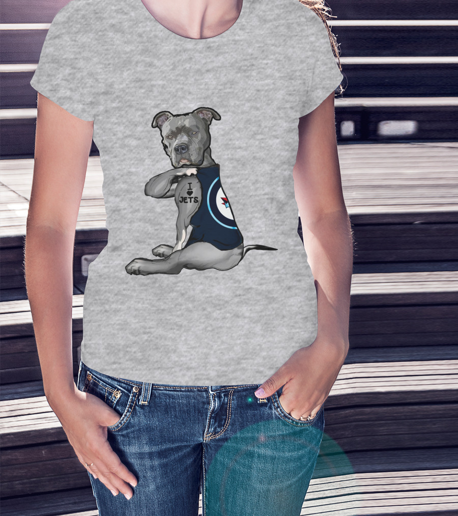 I Love Jets Pitbull Fan With Winnipeg Jets T-Shirt