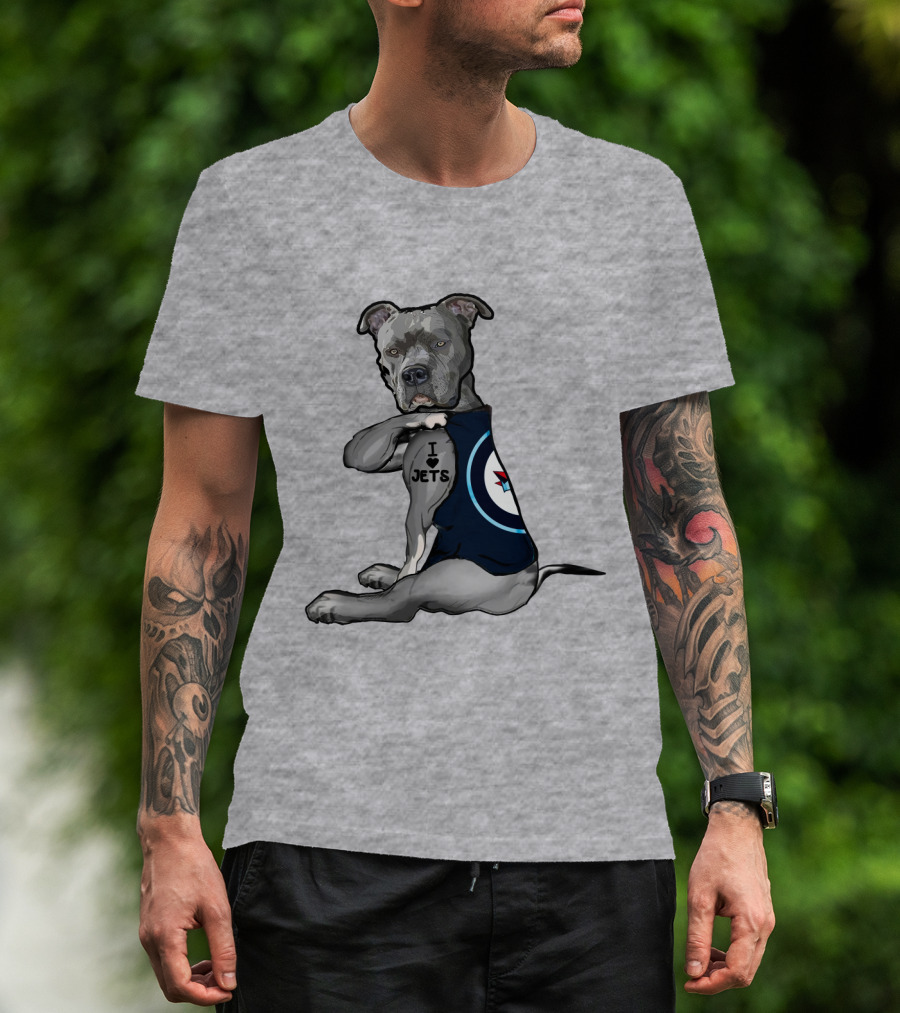 I Love Jets Pitbull Fan With Winnipeg Jets T-Shirt