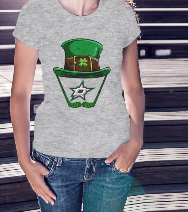 Dallas Stars Clover Hat With Hockey Sticks And Shamrock T-Shirt