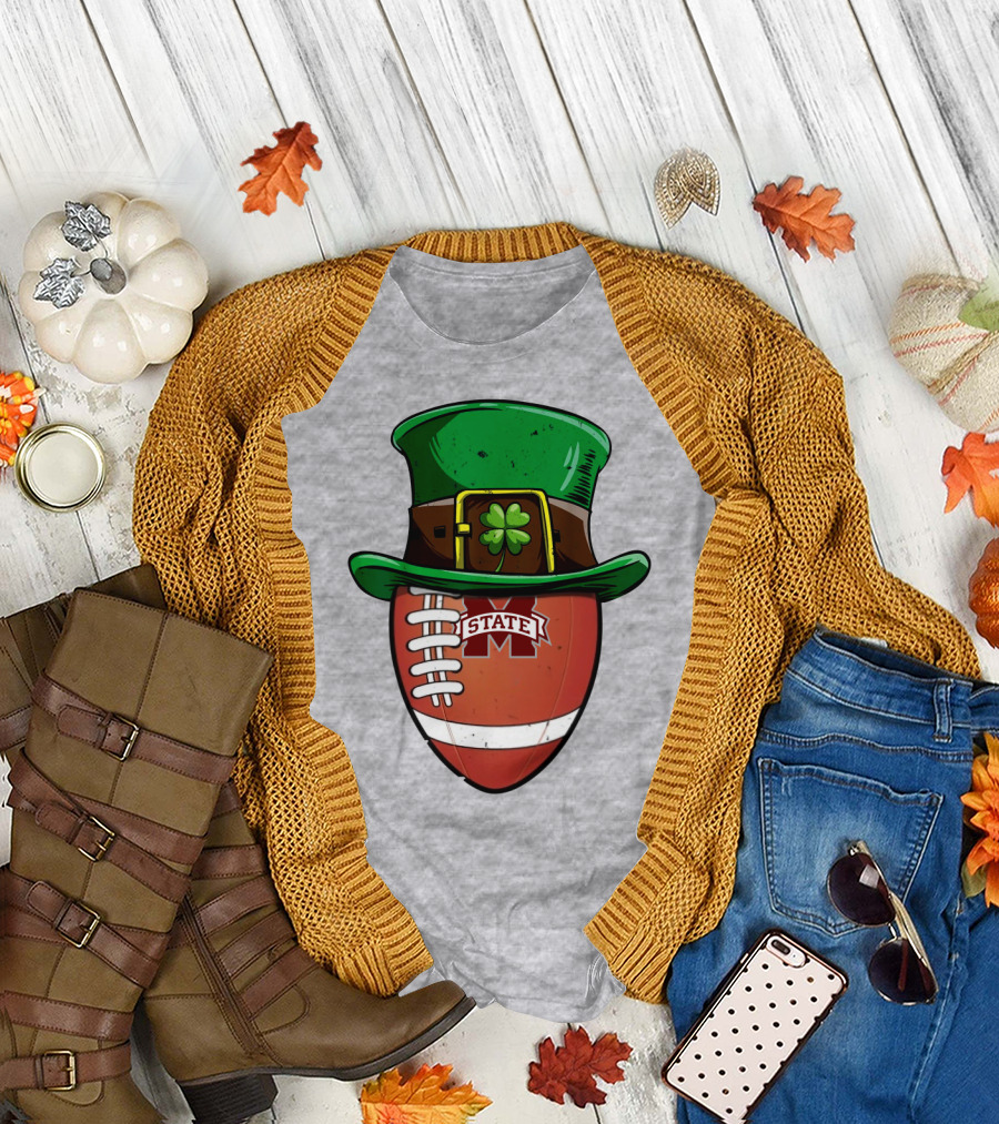 Mississippi State Bulldogs Football Leprechaun Hat Shamrock T-Shirt