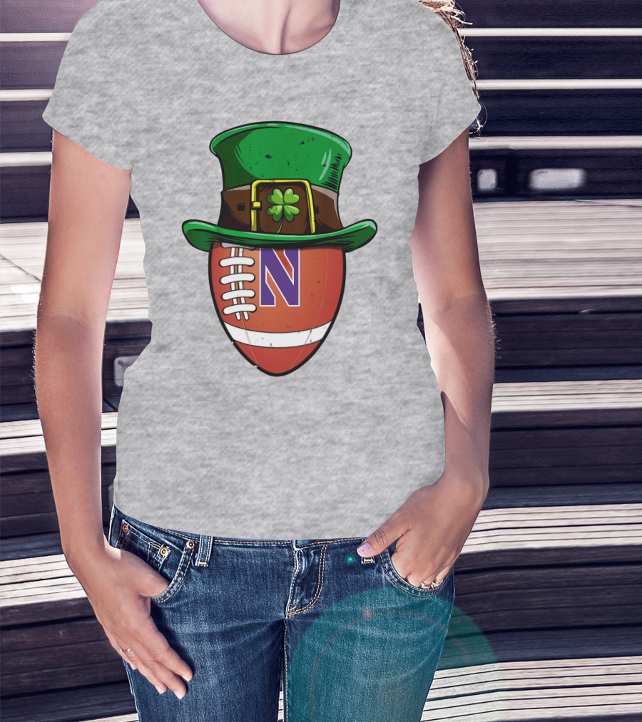 Northwestern Wildcats Football Shamrock Hat T-Shirt