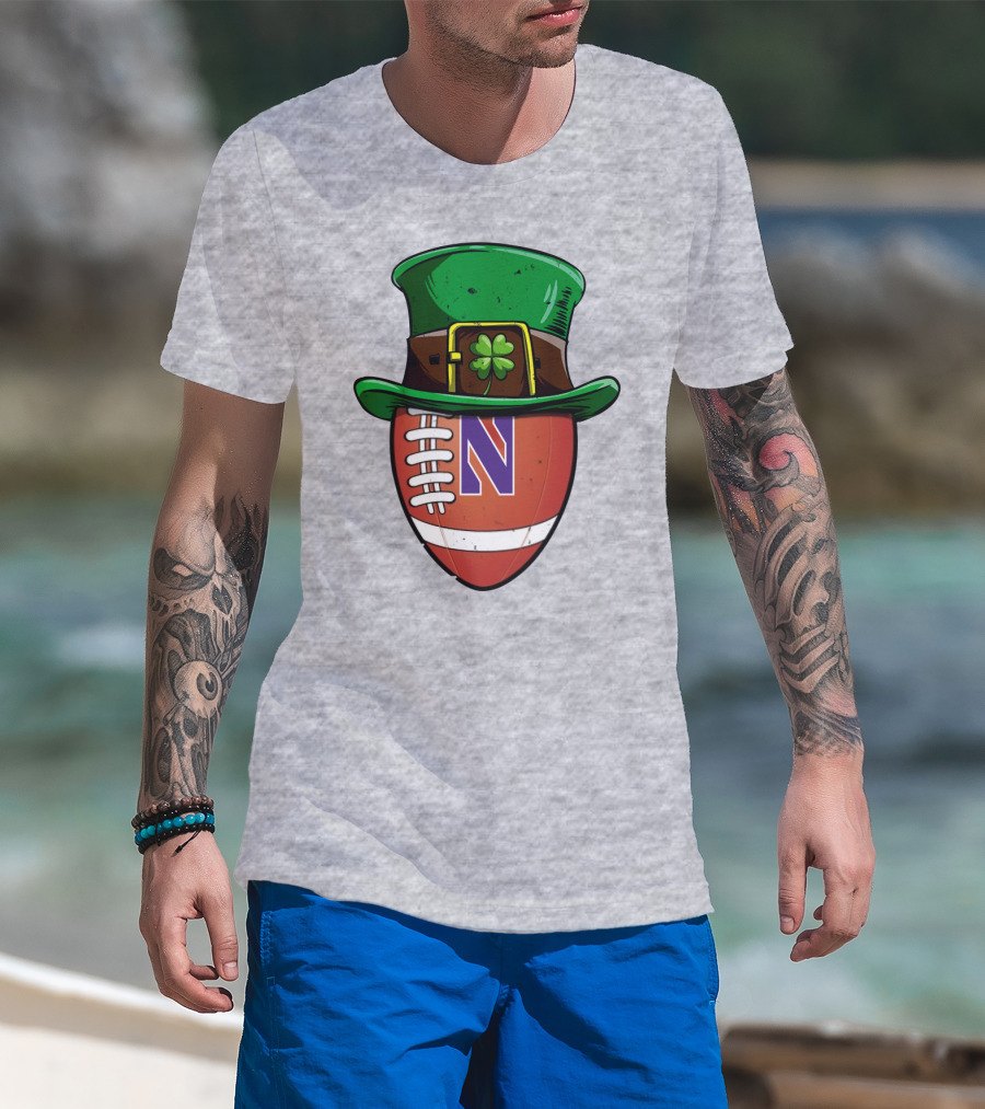 Northwestern Wildcats Football Shamrock Hat T-Shirt