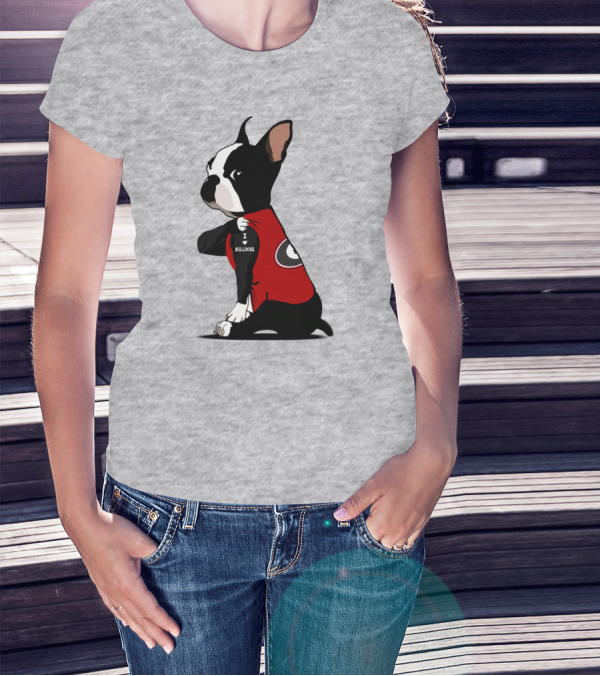Georgia Bulldogs I Love Bulldogs Dog Wearing Red G T-Shirt