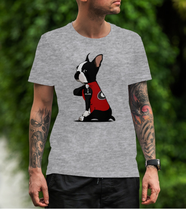 Georgia Bulldogs I Love Bulldogs Dog Wearing Red G T-Shirt
